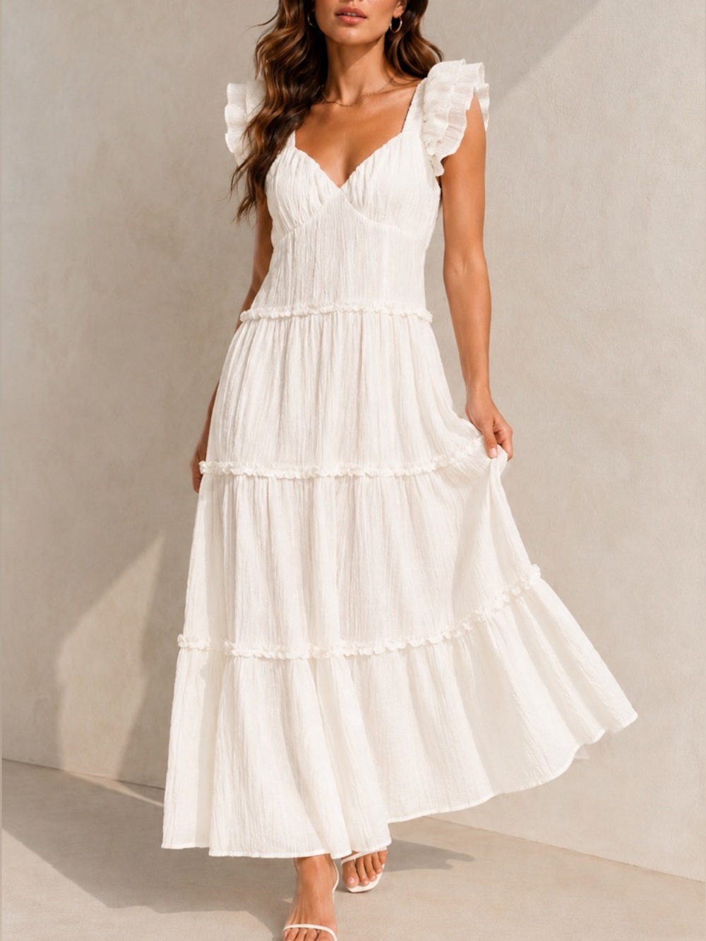 White Ruffle Tiered Maxi Dress - Elegant Summer Women's Dress